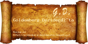 Goldemberg Dezideráta névjegykártya